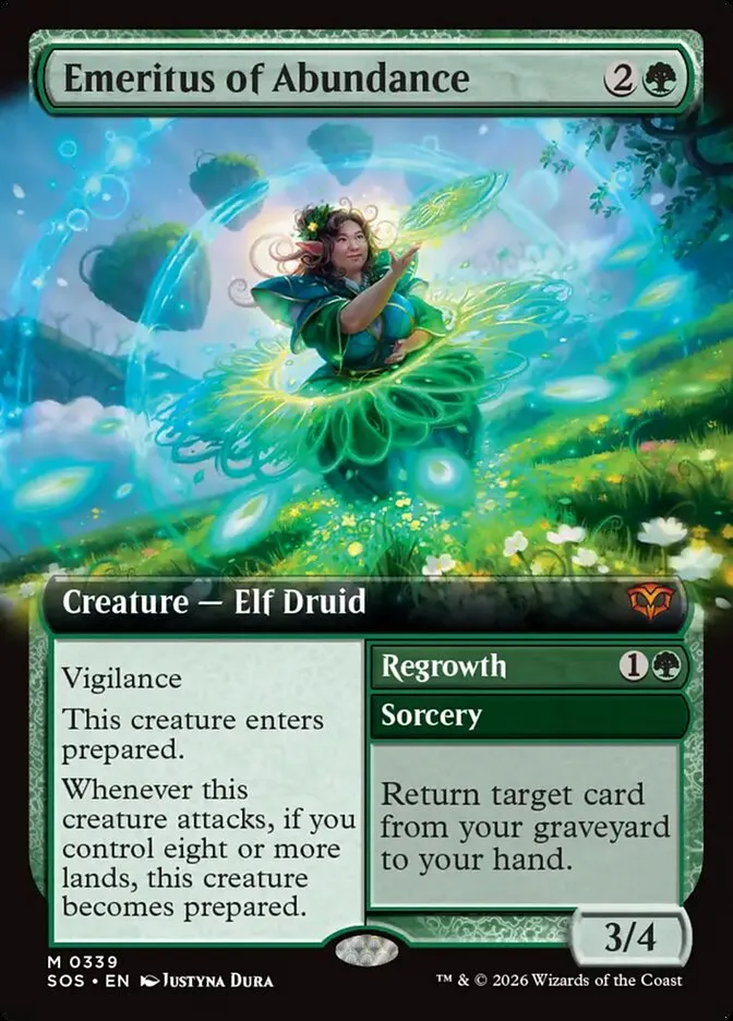 2026 Secrets of Strixhaven Emeritus of Abundance // Regrowth [Extended Art Foil] mythic #339 mythic card image