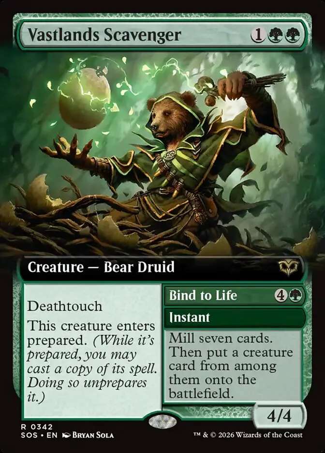 2026 Secrets of Strixhaven Vastlands Scavenger // Bind to Life [Extended Art Foil] rare #342 rare card image
