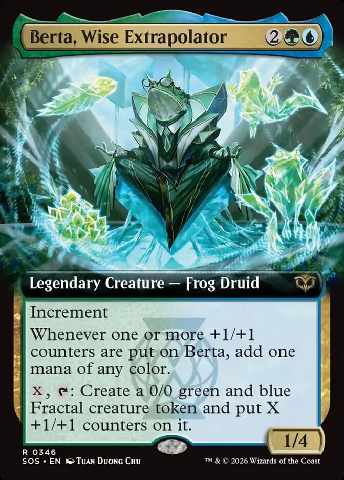 2026 Secrets of Strixhaven Berta, Wise Extrapolator [Extended Art Foil] rare #346 rare card image