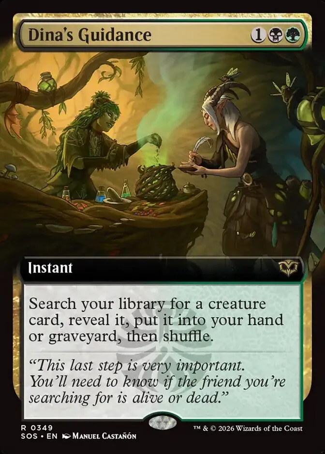 2026 Secrets of Strixhaven Dina's Guidance [Extended Art Foil] rare #349 rare card image