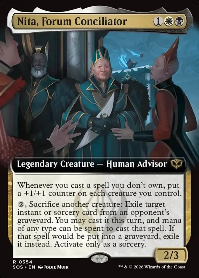 2026 Secrets of Strixhaven Nita, Forum Conciliator [Extended Art Foil] rare #354 rare card image