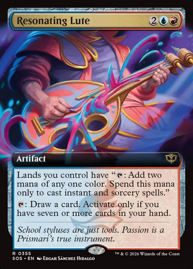 2026 Secrets of Strixhaven Resonating Lute [Extended Art Foil] rare #355 rare card image