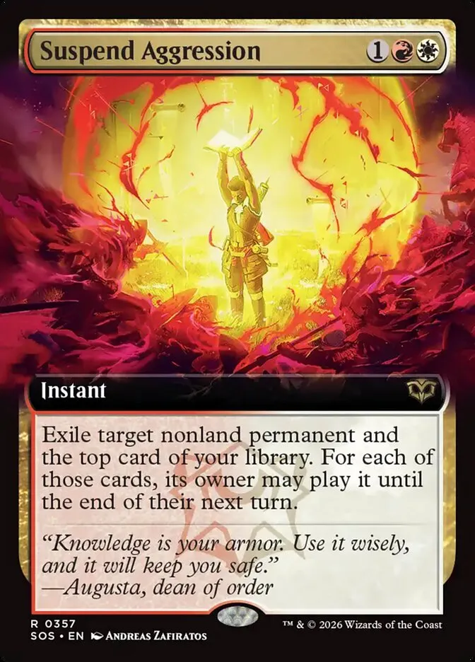 2026 Secrets of Strixhaven Suspend Aggression [Extended Art Foil] rare #357 rare card image
