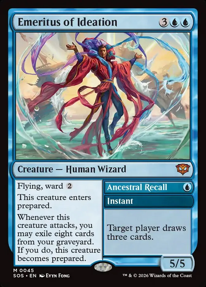 2026 Secrets of Strixhaven Emeritus of Ideation // Ancestral Recall mythic #45 mythic card image