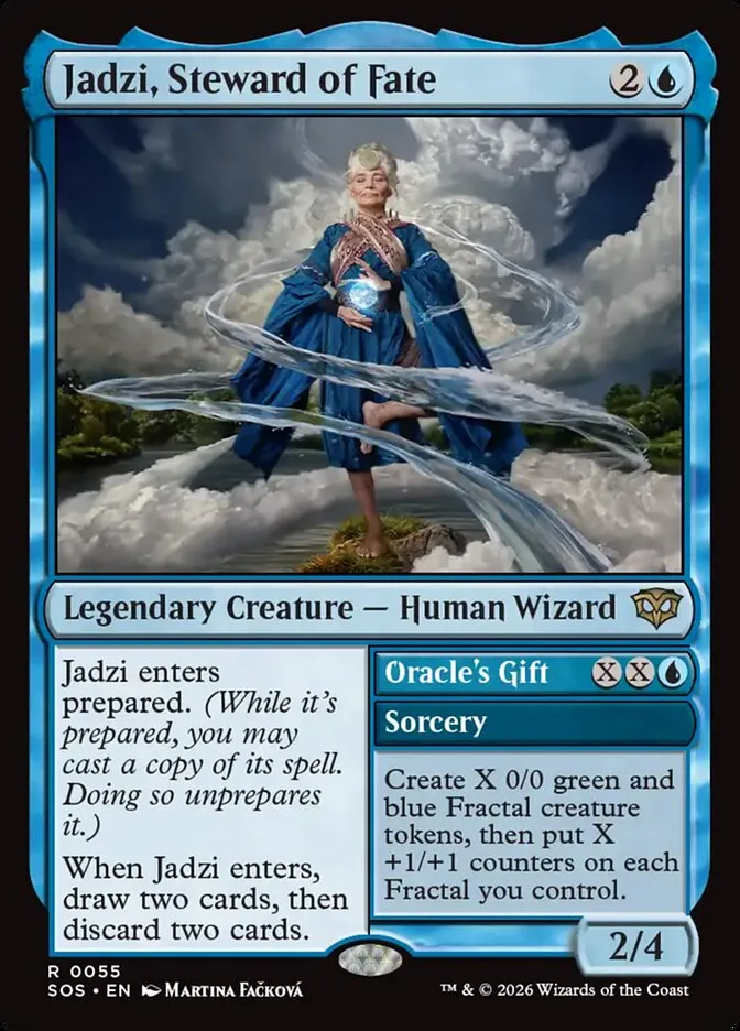 2026 Secrets of Strixhaven Jadzi, Steward of Fate // Oracle's Gift rare #55 rare card image