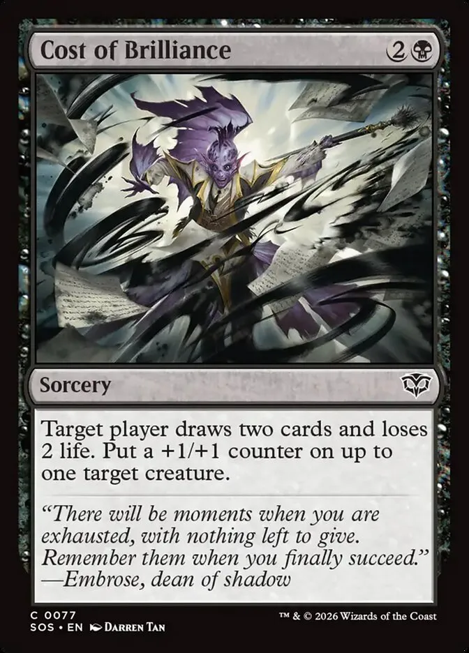 2026 Secrets of Strixhaven Cost of Brilliance common #77 common card image