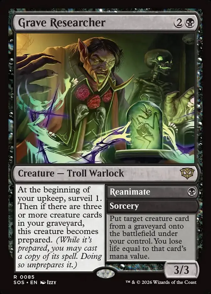 2026 Secrets of Strixhaven Grave Researcher // Reanimate #85 rare card image
