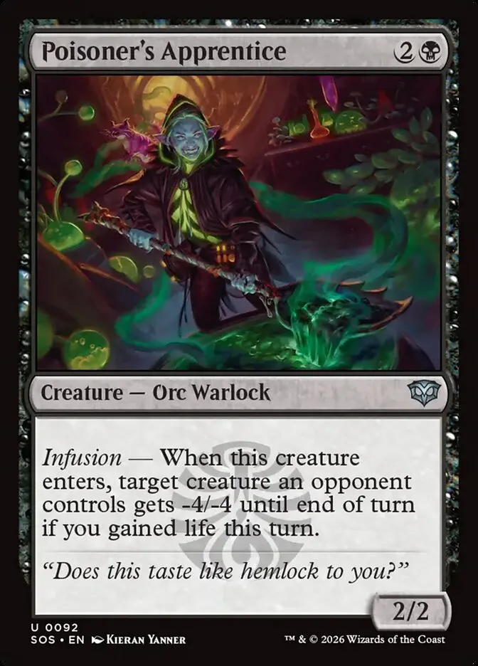2026 Secrets of Strixhaven Poisoner's Apprentice #92 uncommon card image