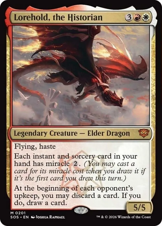 2026 Secrets of Strixhaven Lorehold, the Historian mythic #201 mythic card image