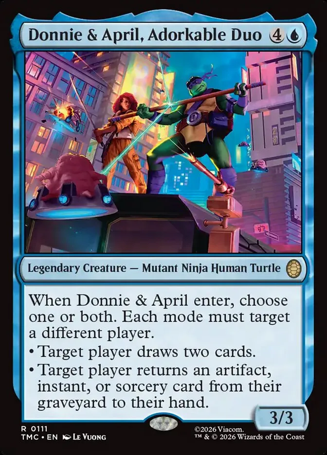 2026 Teenage Mutant Ninja Turtles Eternal Donnie & April, Adorkable Duo #111 rare card image