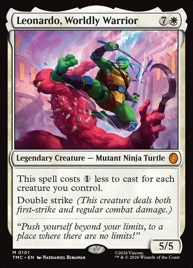 2026 Teenage Mutant Ninja Turtles Eternal Leonardo, Worldly Warrior #101 mythic card image