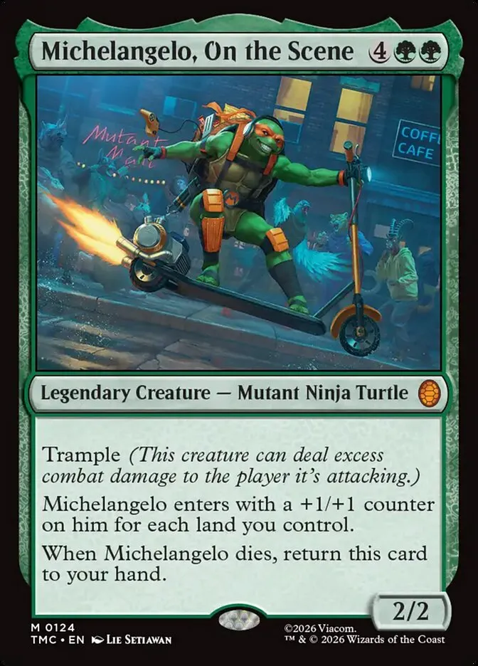 2026 Teenage Mutant Ninja Turtles Eternal Michelangelo, On the Scene #124 mythic card image