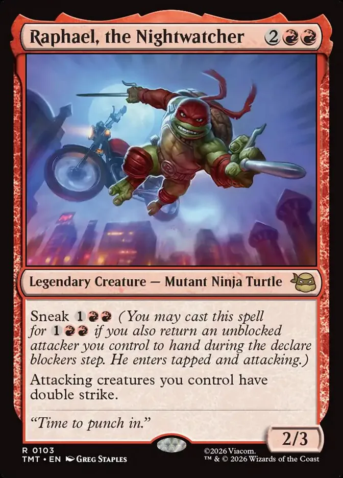 2026 Teenage Mutant Ninja Turtles Raphael, the Nightwatcher [Foil] rare #103 rare card image