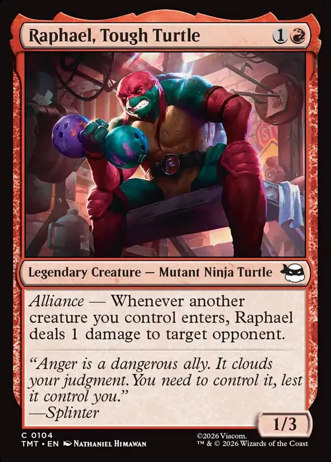 2026 Teenage Mutant Ninja Turtles Raphael, Tough Turtle #104 common card image