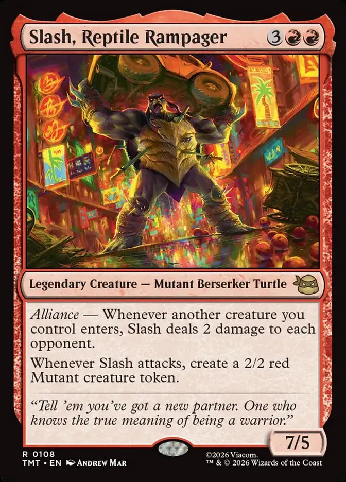2026 Teenage Mutant Ninja Turtles Slash, Reptile Rampager #108 rare card image