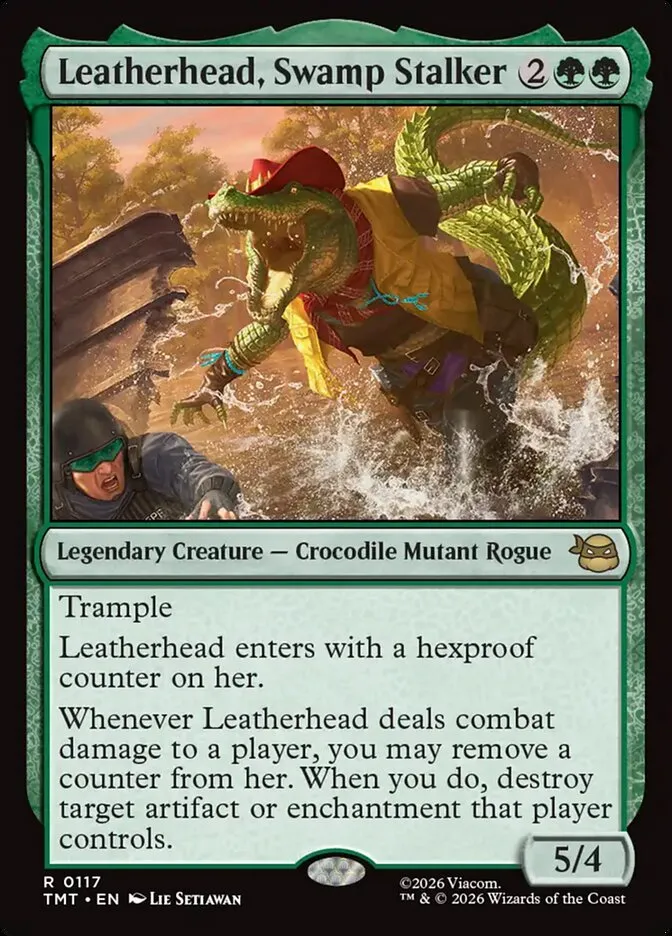 2026 Teenage Mutant Ninja Turtles Leatherhead, Swamp Stalker #117 rare card image
