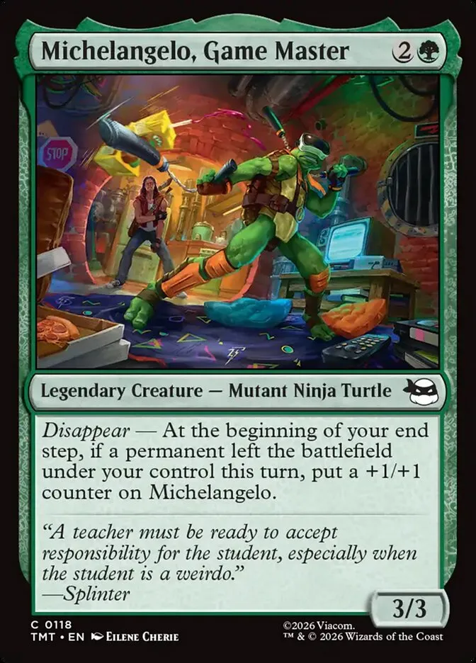 2026 Teenage Mutant Ninja Turtles Michelangelo, Game Master #118 common card image