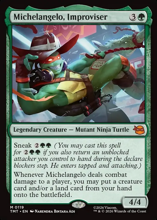 2026 Teenage Mutant Ninja Turtles Michelangelo, Improviser #119 mythic card image