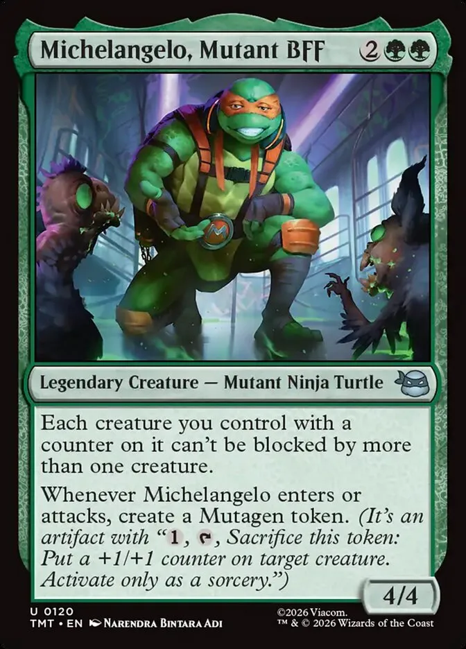 2026 Teenage Mutant Ninja Turtles Michelangelo, Mutant BFF #120 uncommon card image
