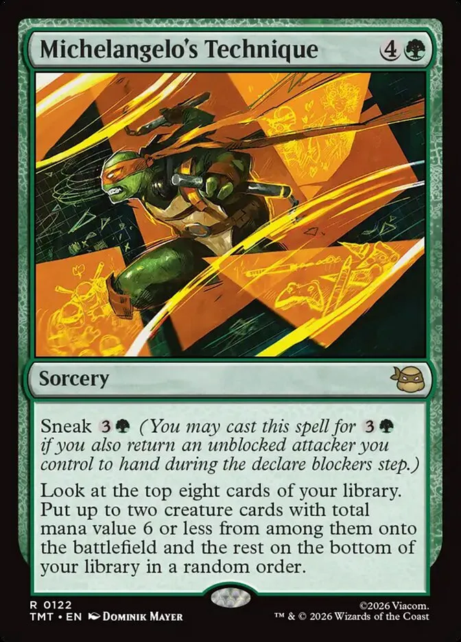 2026 Teenage Mutant Ninja Turtles Michelangelo's Technique #122 rare card image