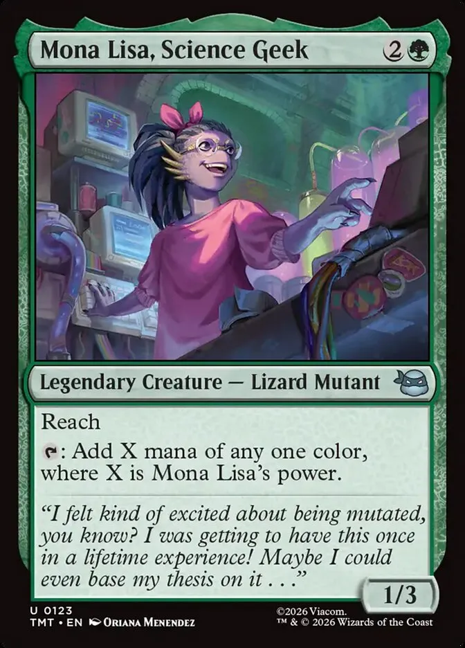 2026 Teenage Mutant Ninja Turtles Mona Lisa, Science Geek #123 uncommon card image