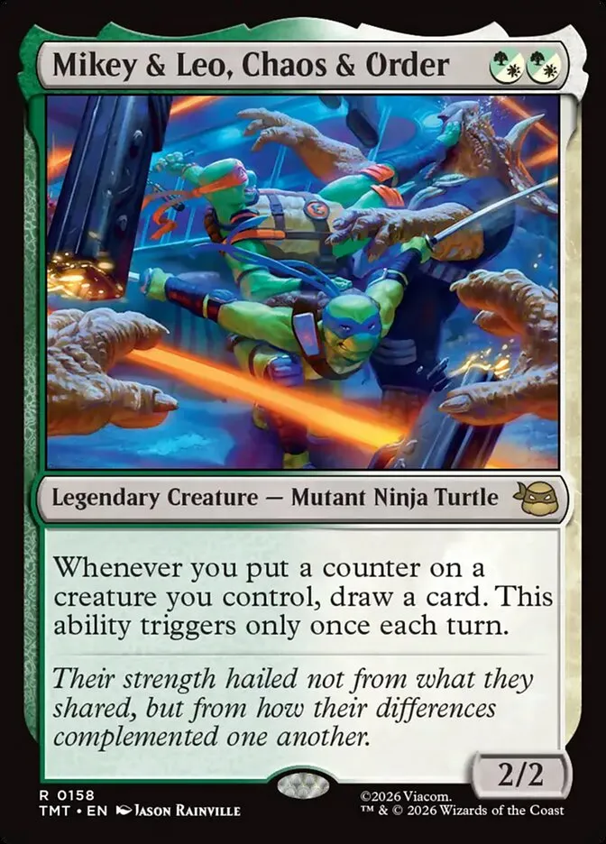 2026 Teenage Mutant Ninja Turtles Mikey & Leo, Chaos & Order #158 rare card image