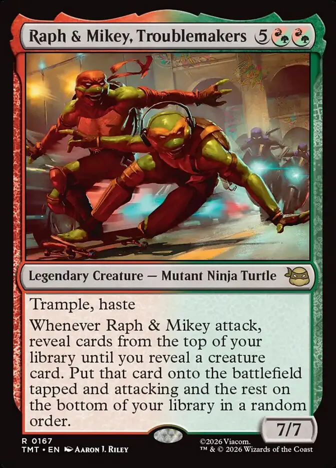 2026 Teenage Mutant Ninja Turtles Raph & Mikey, Troublemakers #167 rare card image
