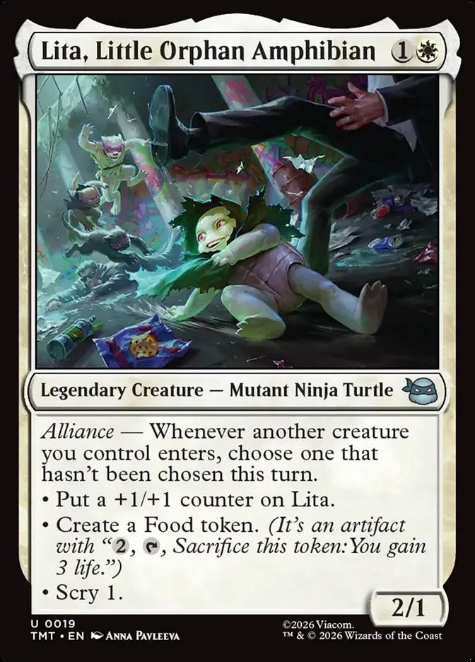 2026 Teenage Mutant Ninja Turtles Lita, Little Orphan Amphibian #19 uncommon card image