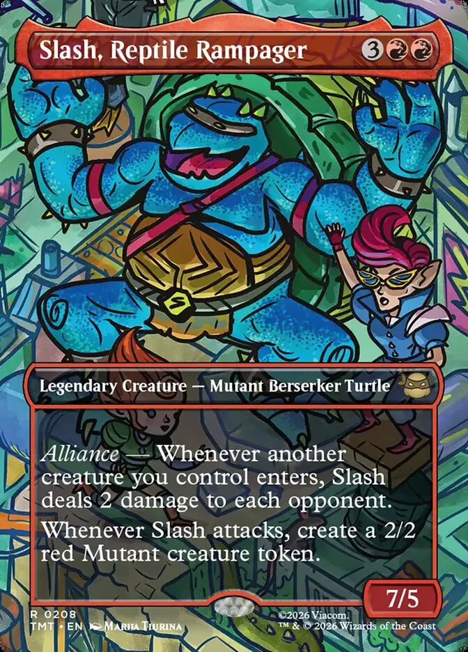 2026 Teenage Mutant Ninja Turtles Slash, Reptile Rampager #208 rare card image
