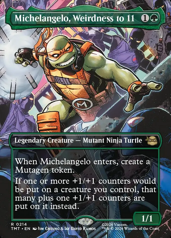 2026 Teenage Mutant Ninja Turtles Michelangelo, Weirdness to 11 #214 rare card image
