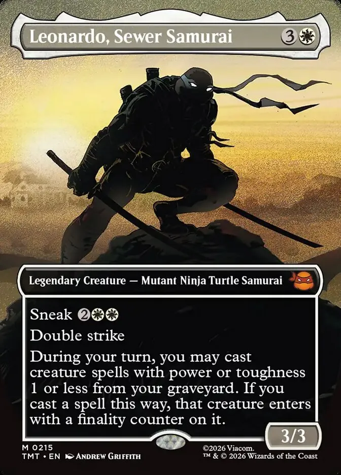 2026 Teenage Mutant Ninja Turtles Leonardo, Sewer Samurai #215 mythic card image