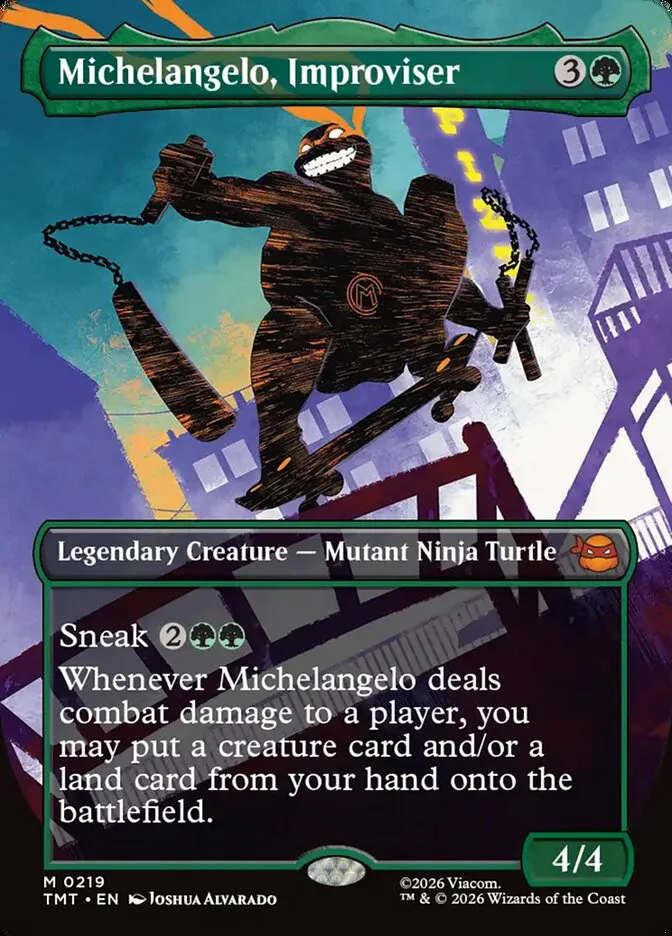 2026 Teenage Mutant Ninja Turtles Michelangelo, Improviser #219 mythic card image