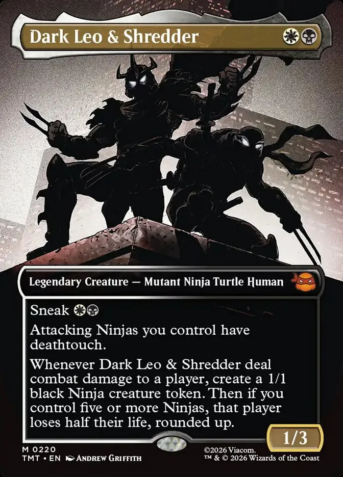 2026 Teenage Mutant Ninja Turtles Dark Leo & Shredder #220 mythic card image