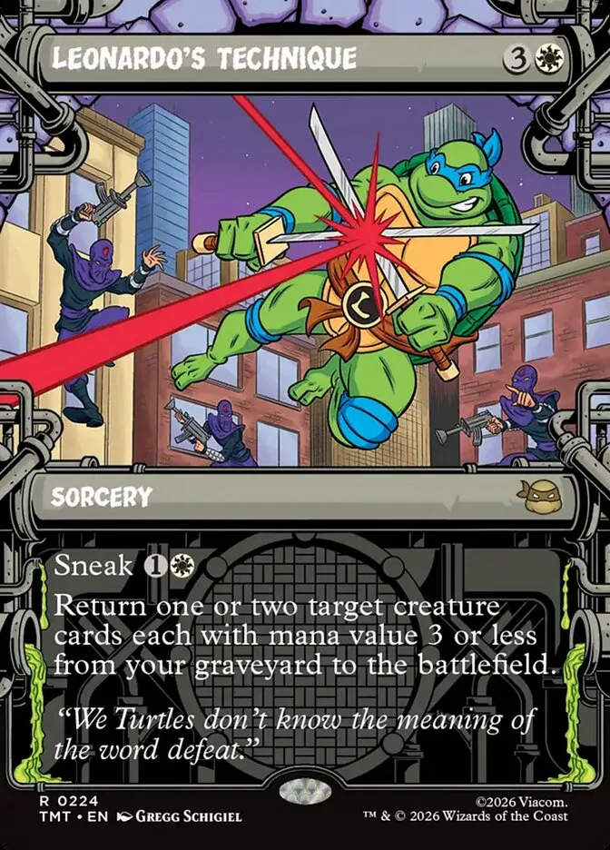 2026 Teenage Mutant Ninja Turtles Leonardo's Technique #224 rare card image