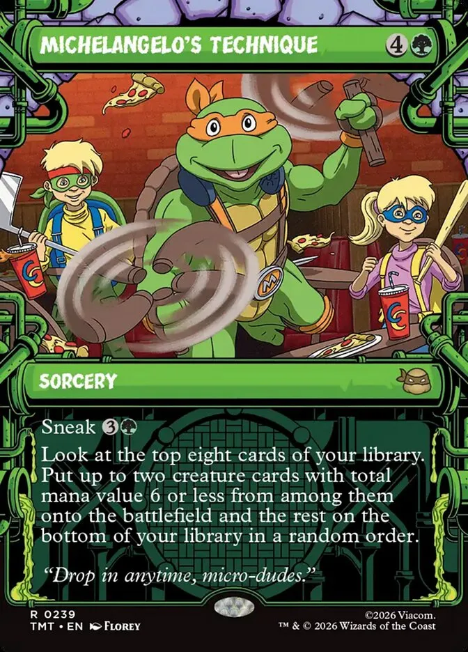 2026 Teenage Mutant Ninja Turtles Michelangelo's Technique #239 rare card image