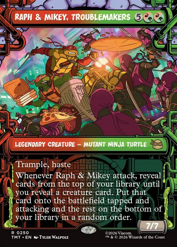 2026 Teenage Mutant Ninja Turtles Raph & Mikey, Troublemakers #250 rare card image