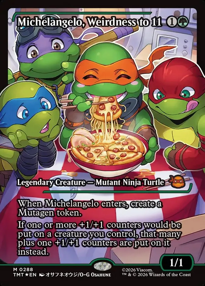 2026 Teenage Mutant Ninja Turtles Michelangelo, Weirdness to 11 #288 mythic card image