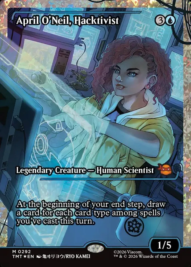 2026 Teenage Mutant Ninja Turtles April O'Neil, Hacktivist #292 mythic card image
