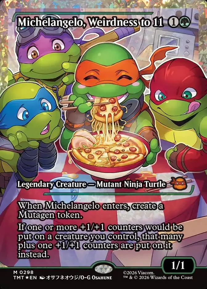 2026 Teenage Mutant Ninja Turtles Michelangelo, Weirdness to 11 #298 mythic card image