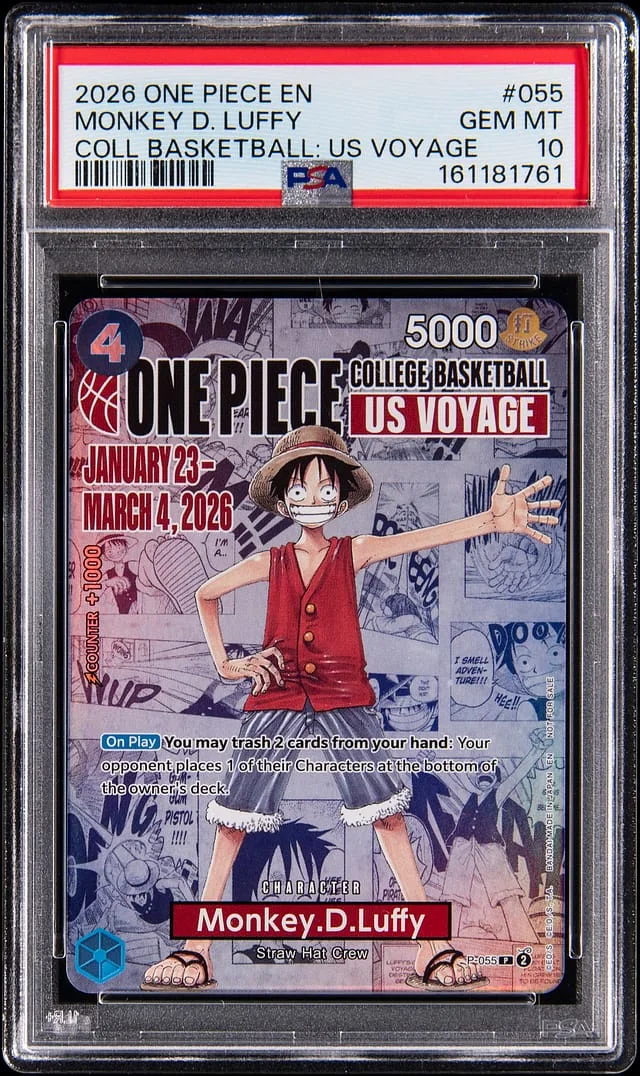 2026 One Piece College Basketball US Voyage Monkey D. Luffy #P-055 card image
