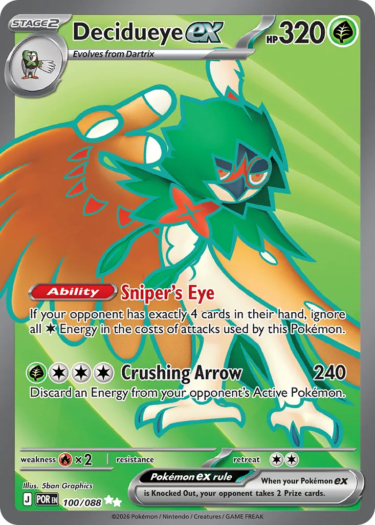 2026 Perfect Order Decidueye ex Ultra Rare #100/88 Ultra Rare card image