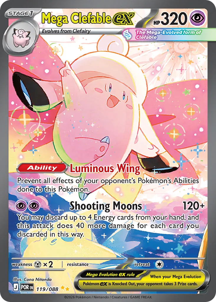 2026 Perfect Order Mega Clefable ex #119/88 Special Illustration Rare card image
