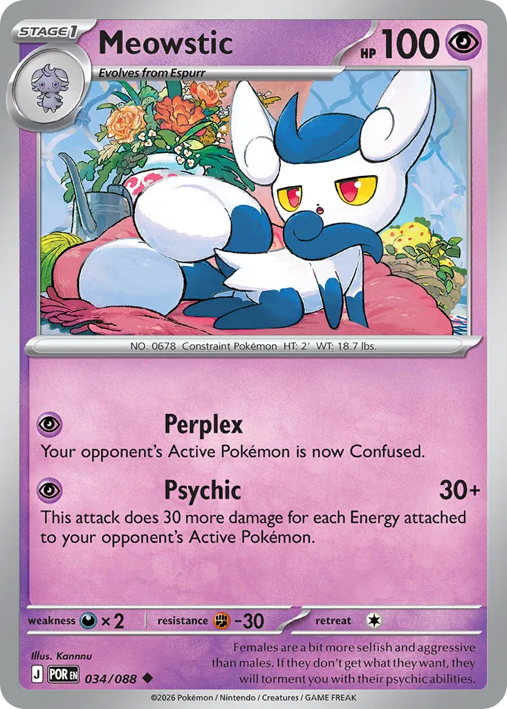 2026 Perfect Order Meowstic #34/88 Uncommon card image