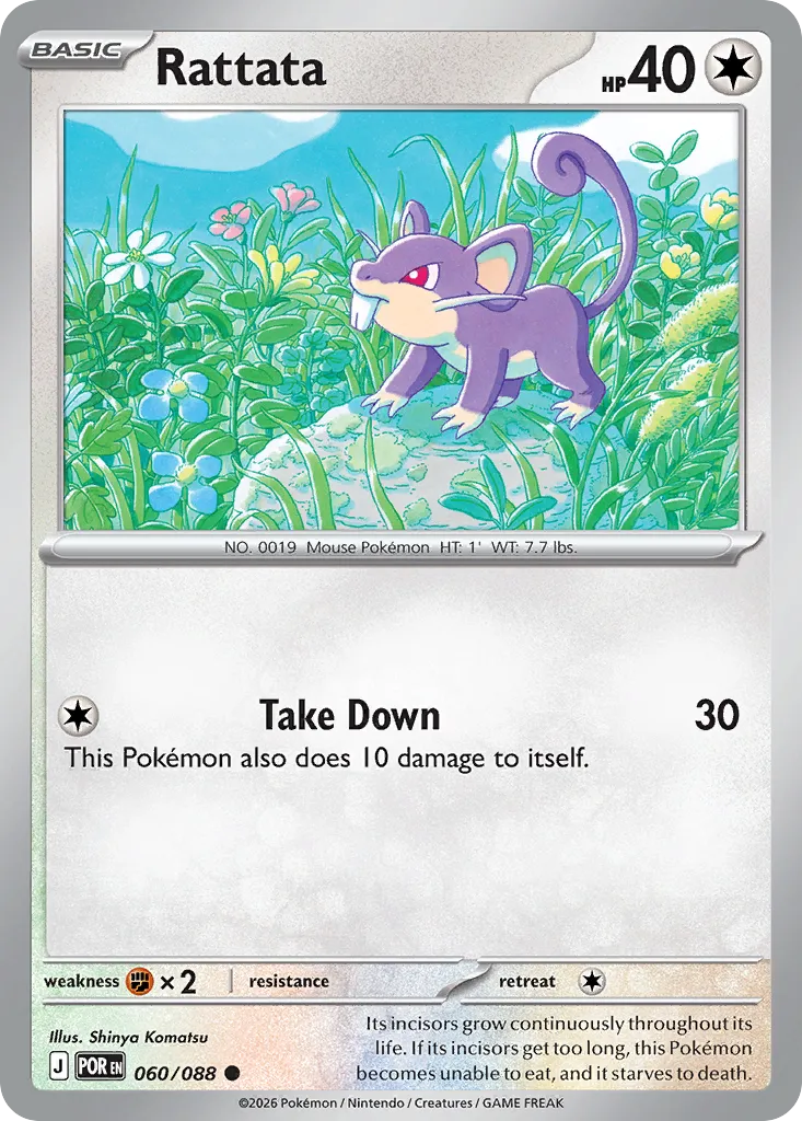 2026 Perfect Order Rattata Common #60/88 Common card image