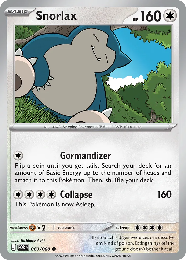 2026 Perfect Order Snorlax Common #63/88 Common card image