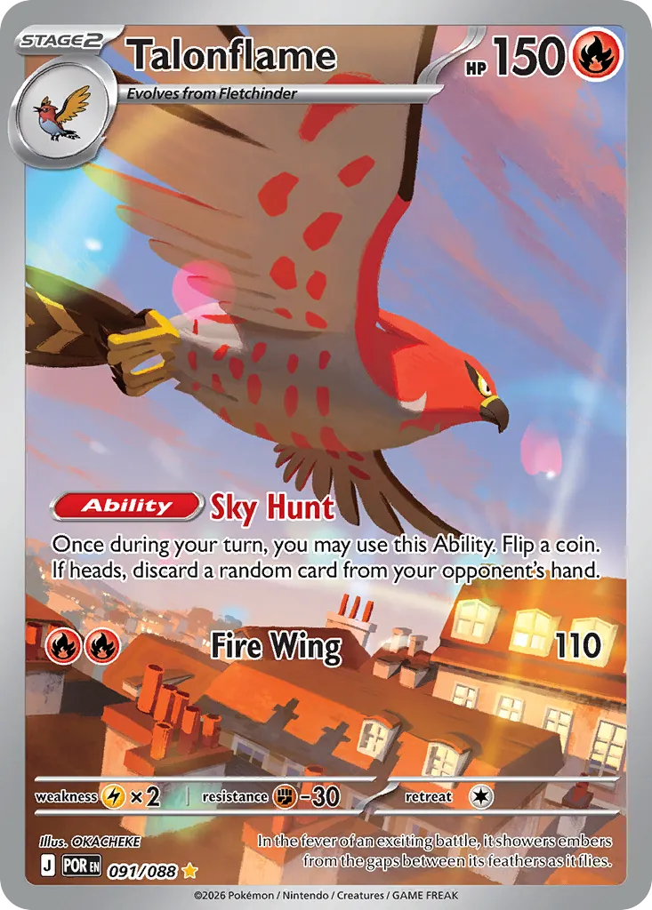 2026 Perfect Order Talonflame #91/88 Illustration Rare card image