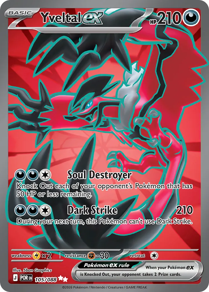 2026 Perfect Order Yveltal ex Ultra Rare #105/88 Ultra Rare card image