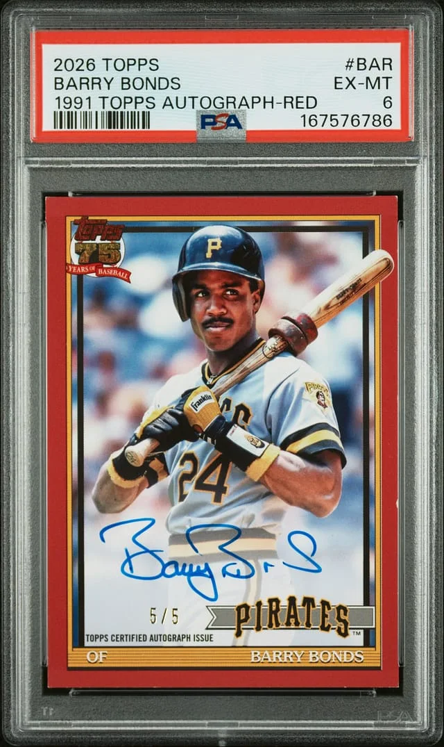 2026 Topps Barry Bonds 91 Topps Autographs Red #91A-BAR card image