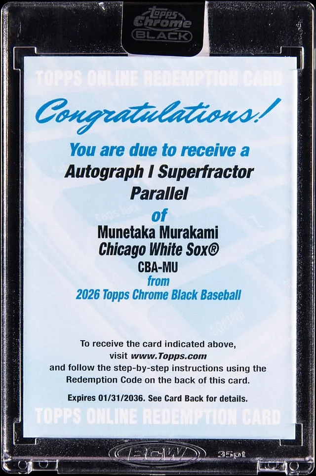 2026 Topps Chrome Black Munetaka Murakami Autograph I SuperFractor #CBA-MU card image
