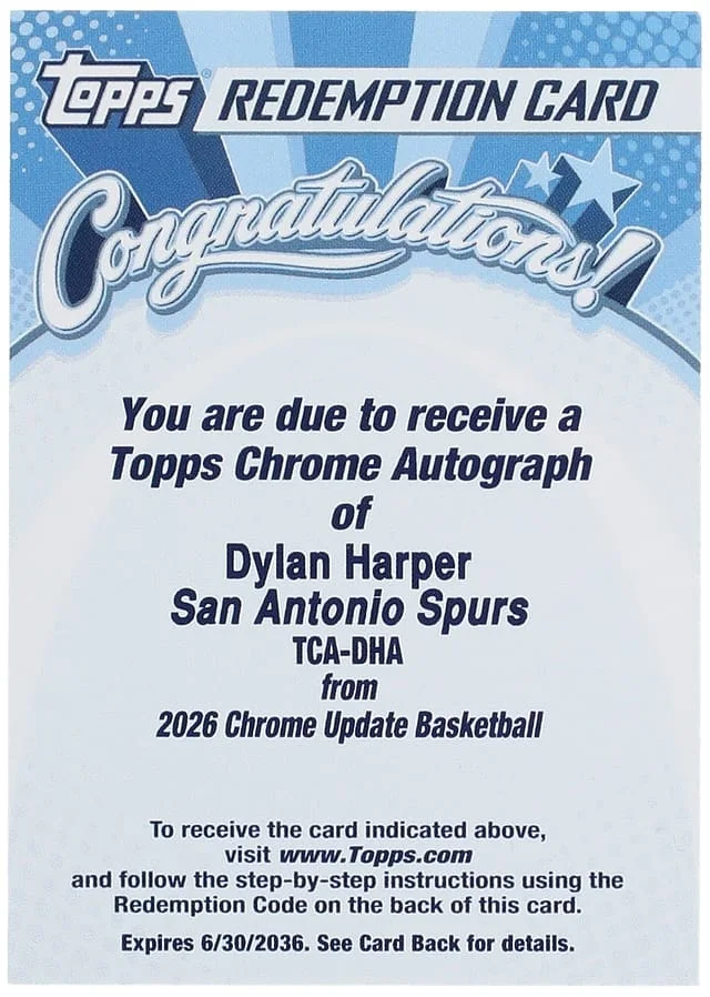 2026 Topps Chrome Dylan Harper Topps Chrome Autograph #TCA-DHA card image